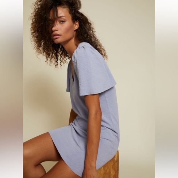 Nation LTD Mallory Flutter Sleeve T-Shirt Dress Light Purple Medium V-neck - Picture 1 of 12